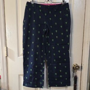 Lilly Pulitzer Navy Chinos with Green Pattern